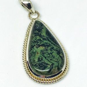 Green Jasper Sterling Pendant Necklace